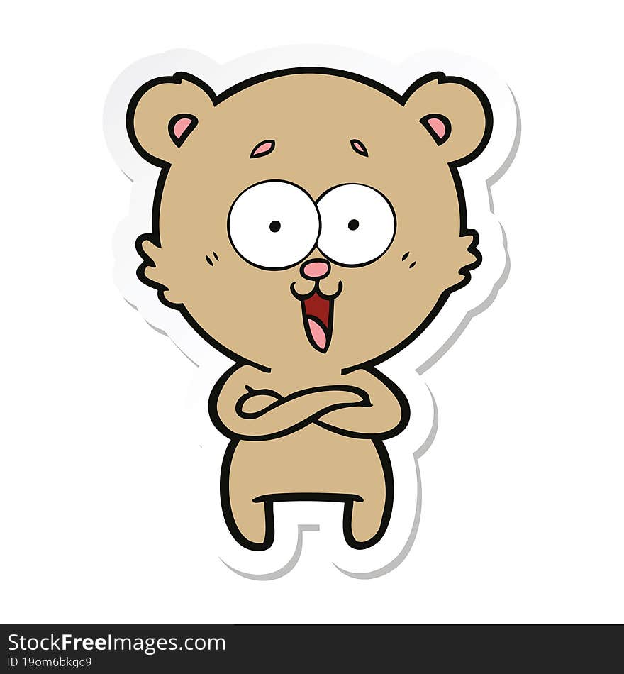 Sticker Of A Laughing Teddy  Bear Cartoon