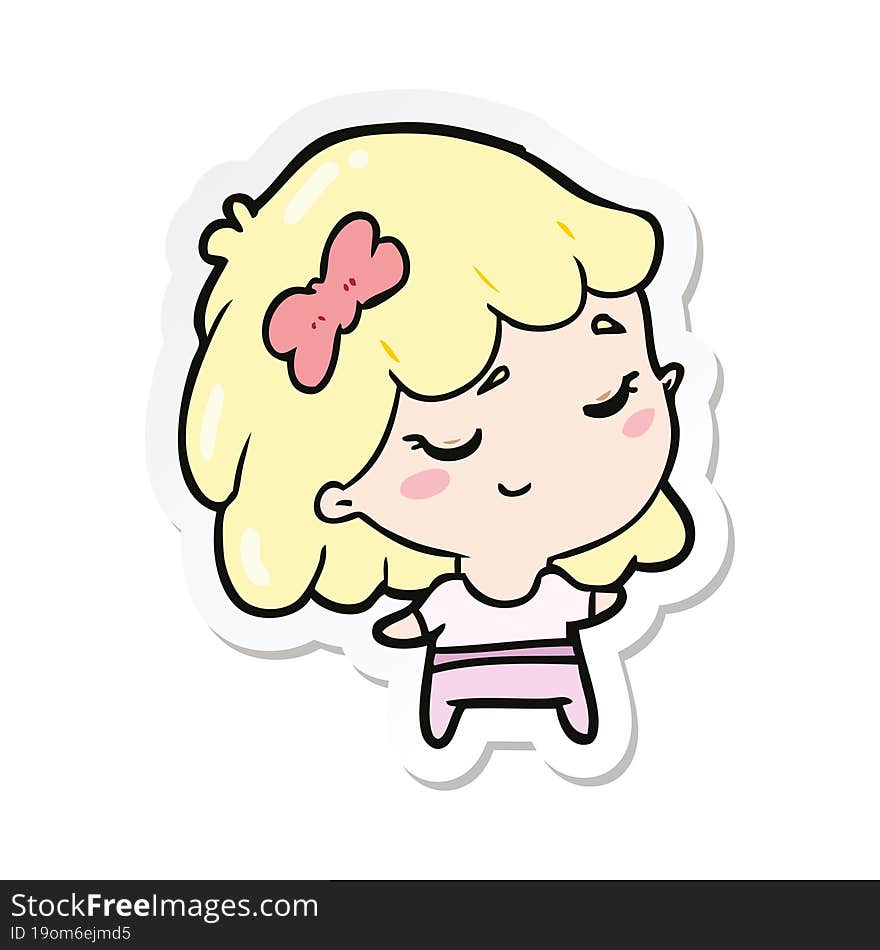 Sticker Of A Cartoon Happy Girl