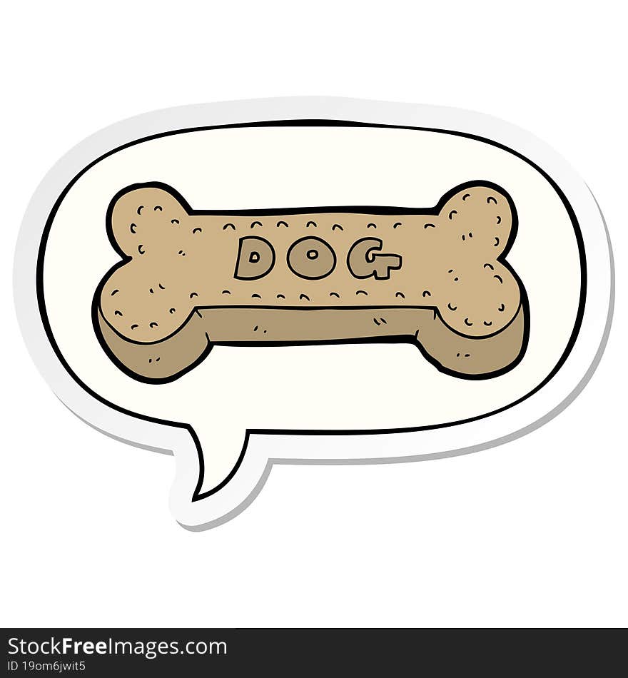 cartoon dog biscuit and speech bubble sticker