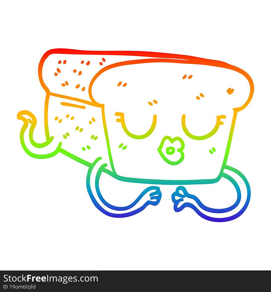 rainbow gradient line drawing cartoon loaf of bread