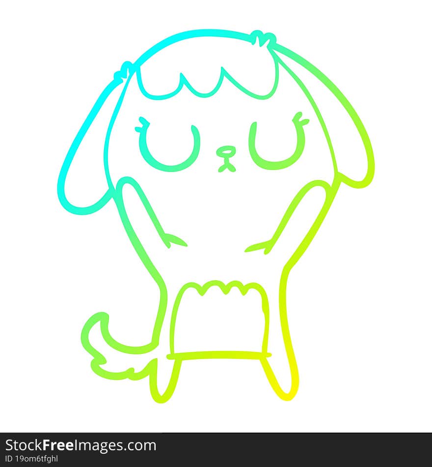 Cold Gradient Line Drawing Cute Cartoon Dog