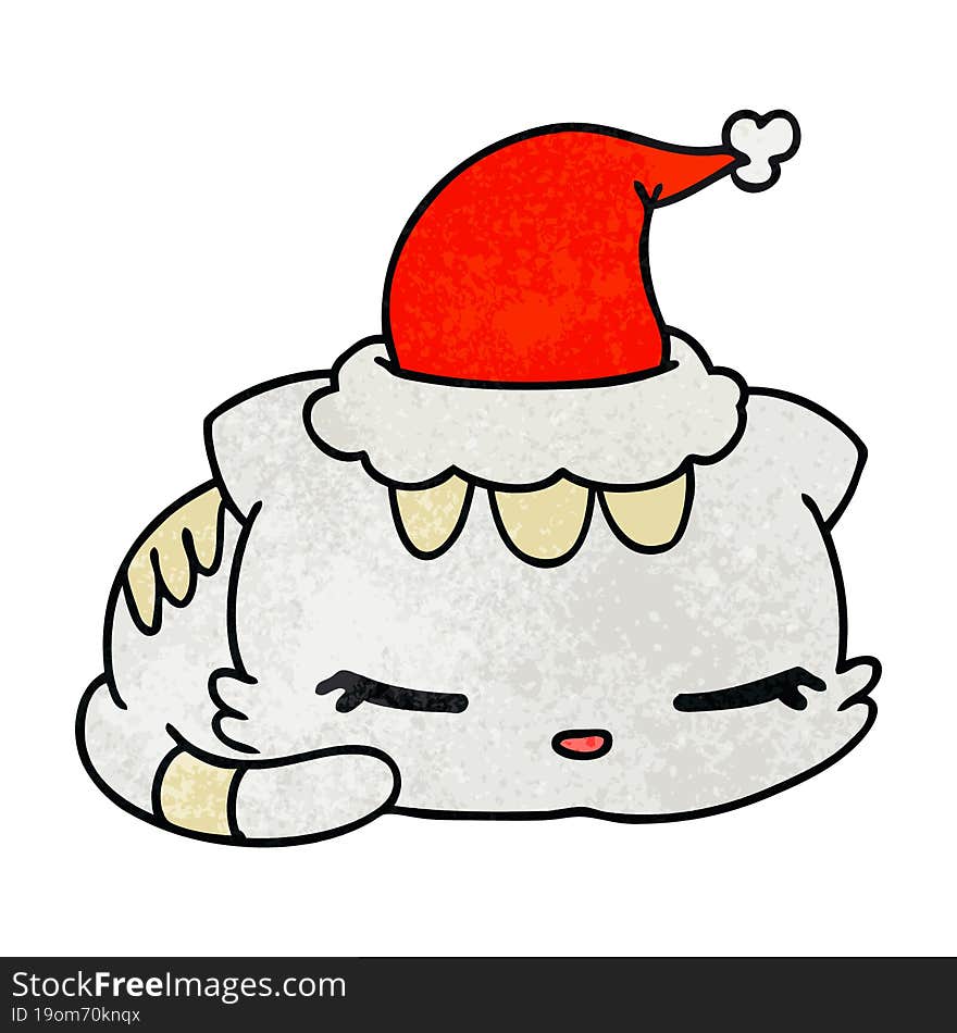 christmas textured cartoon of kawaii cat