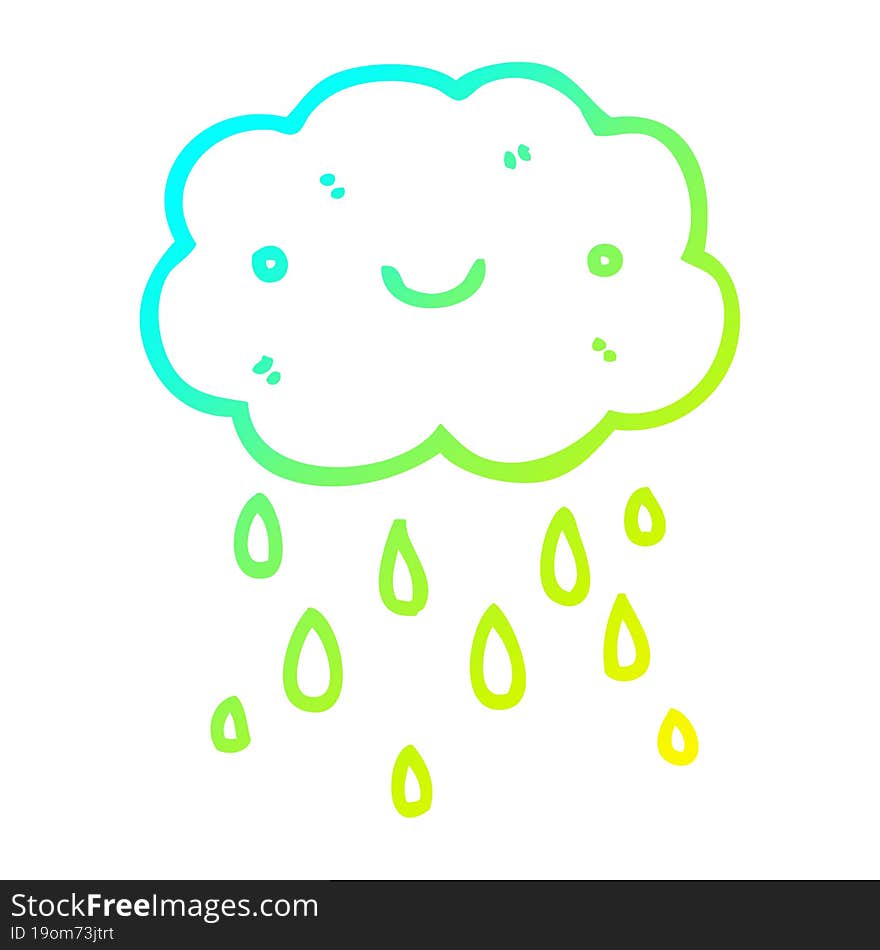 cold gradient line drawing cute cartoon cloud