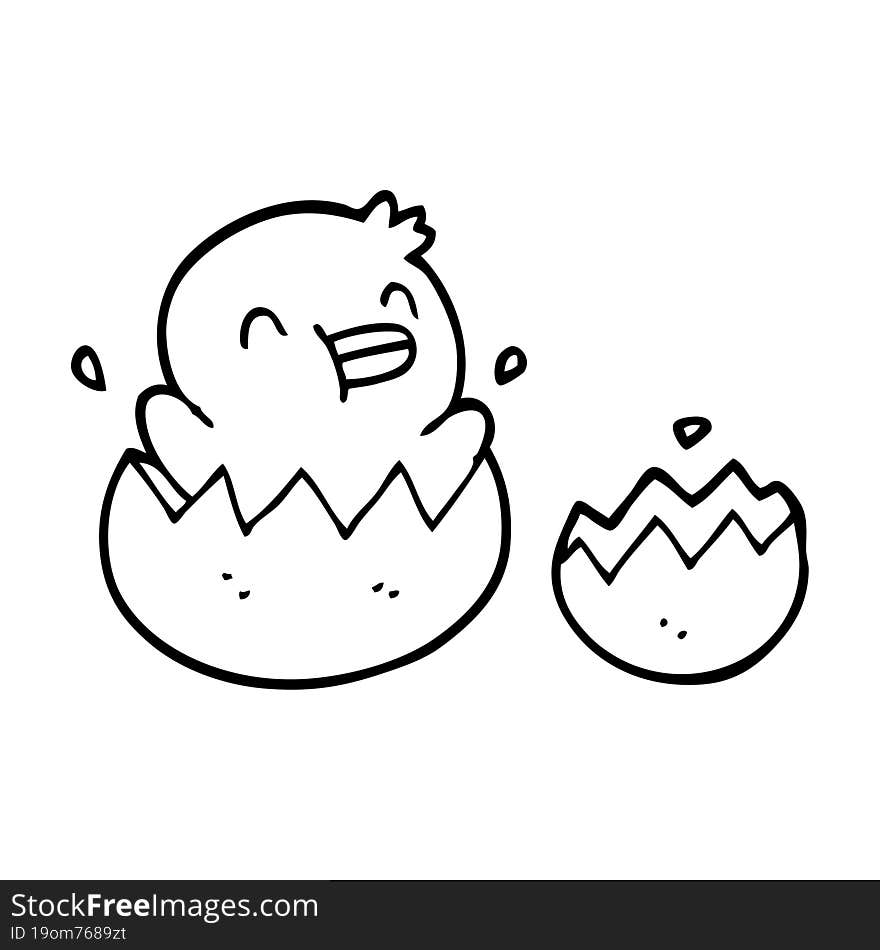 cute line drawing cartoon chick