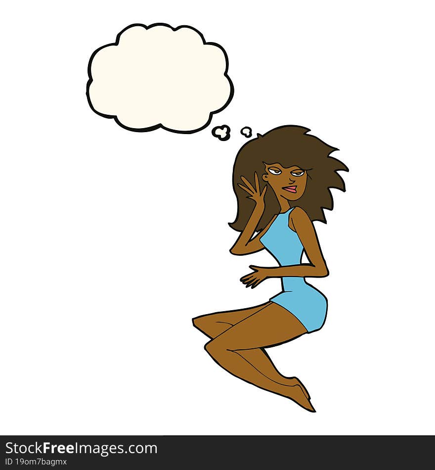 cartoon sexy woman with thought bubble