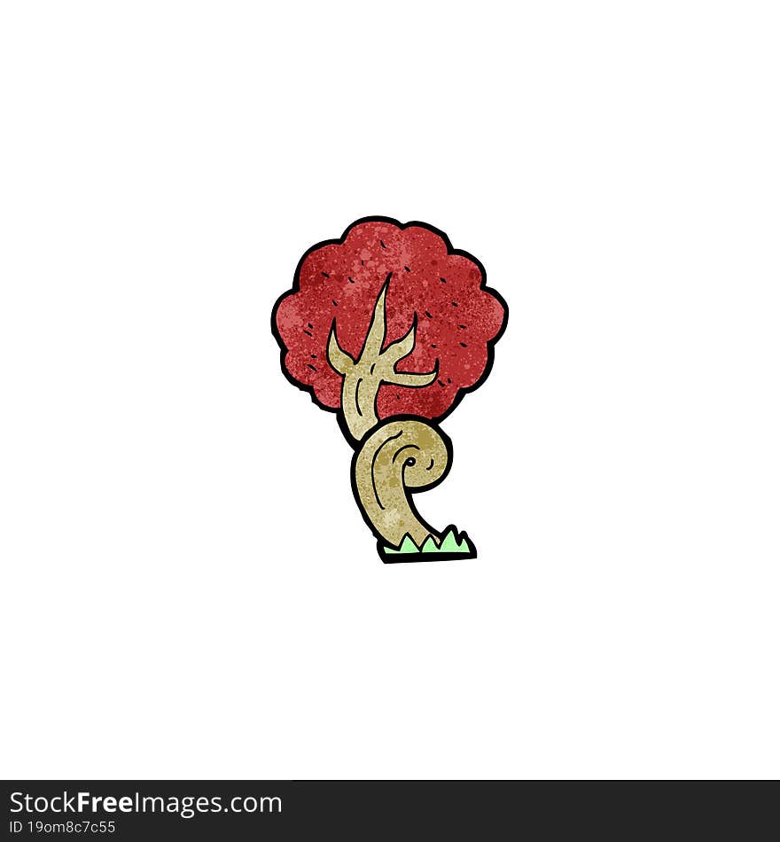 cartoon tree with red leaves