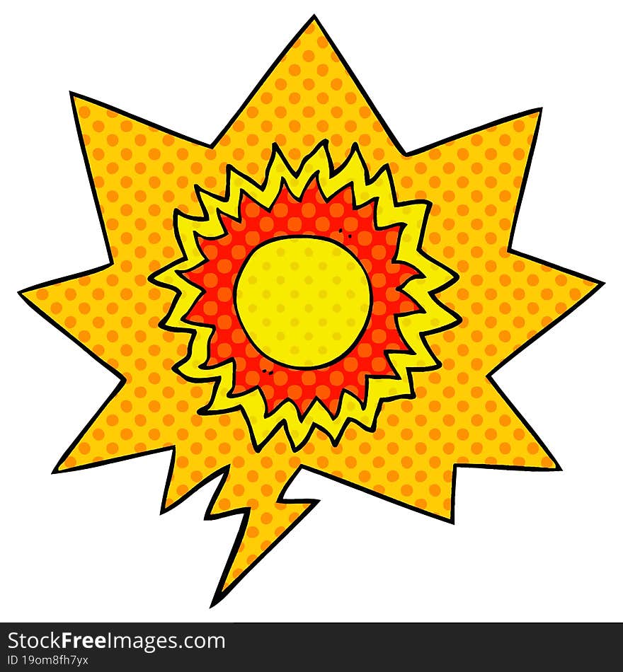 Cartoon Sun And Speech Bubble In Comic Book Style