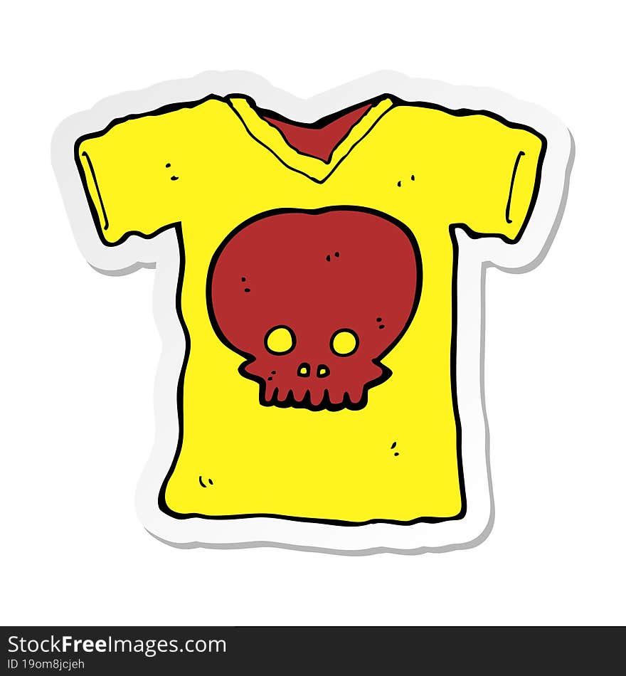 sticker of a cartoon skull tee