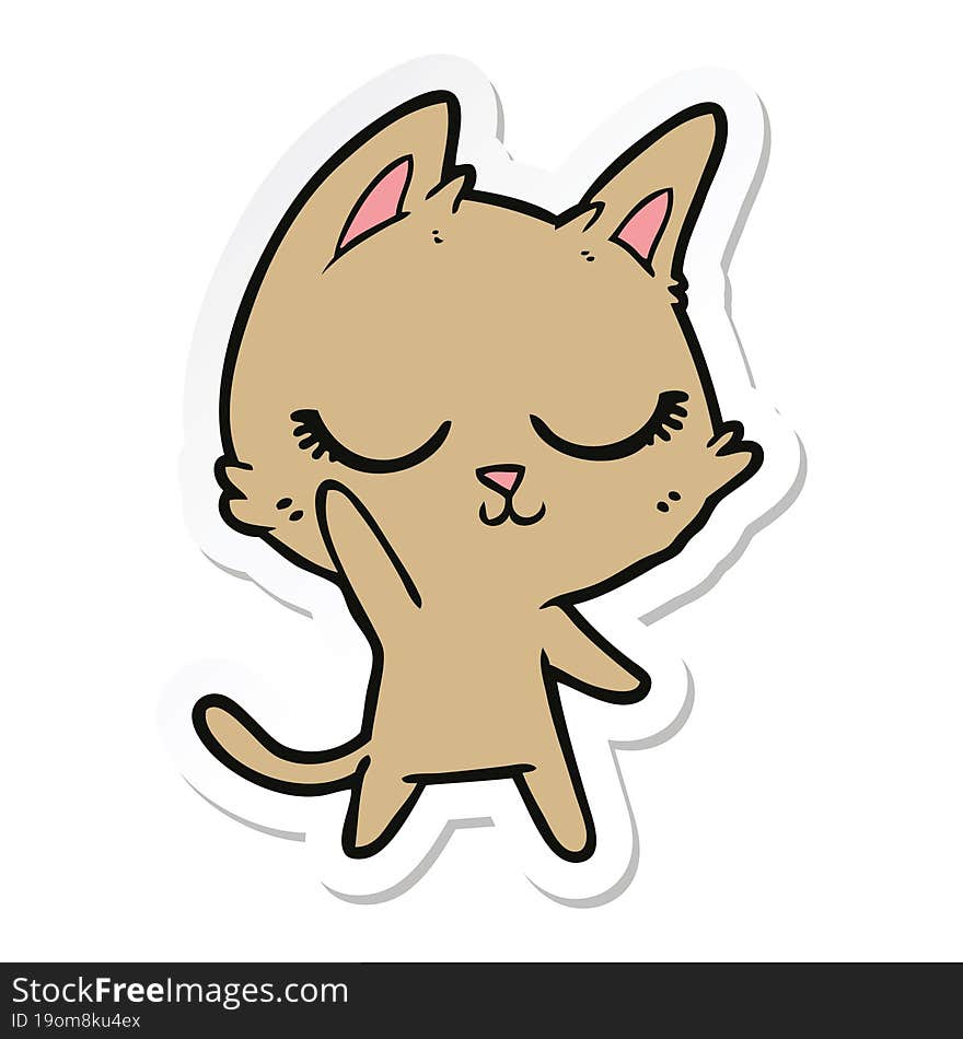 sticker of a calm cartoon cat