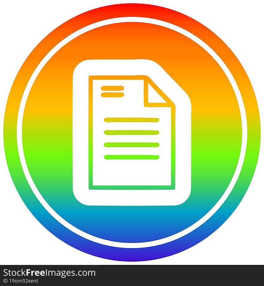 official document circular in rainbow spectrum