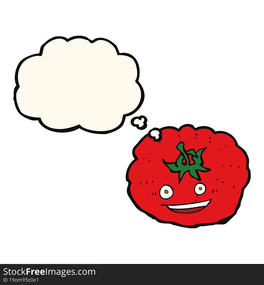 cartoon tomato with thought bubble