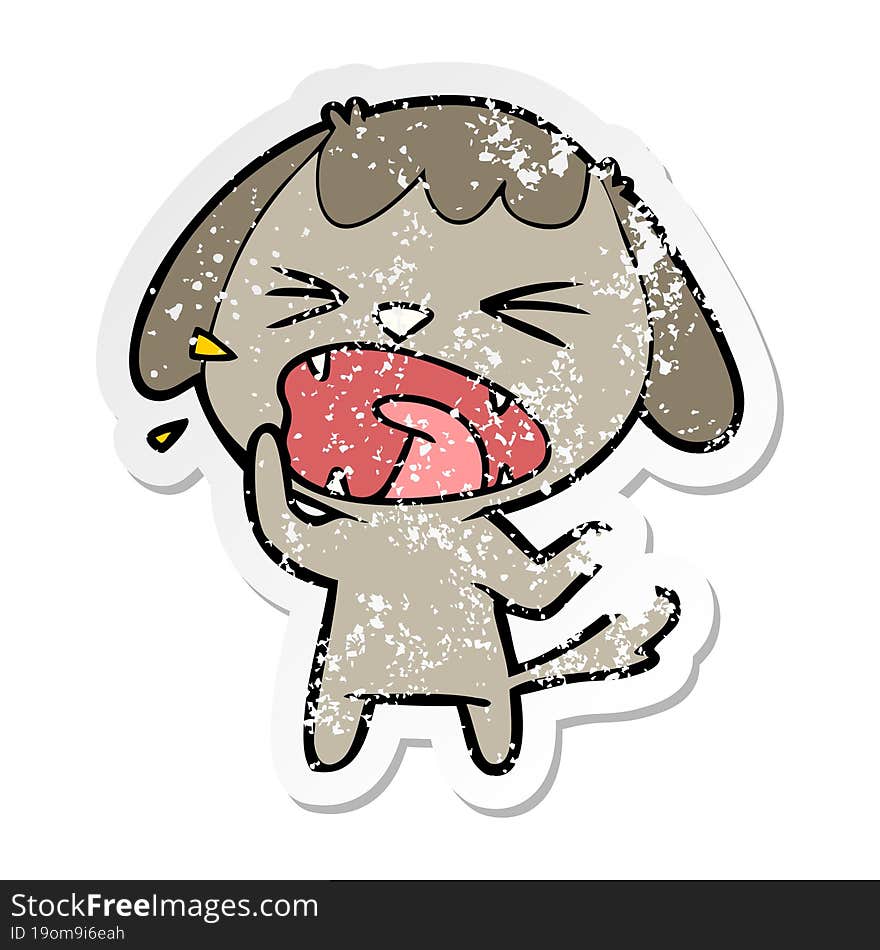 distressed sticker of a cute cartoon dog barking