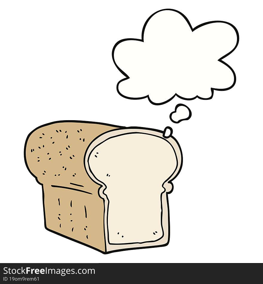 cartoon loaf of bread with thought bubble. cartoon loaf of bread with thought bubble