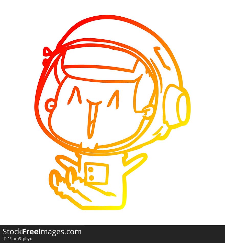 warm gradient line drawing happy cartoon astronaut sitting