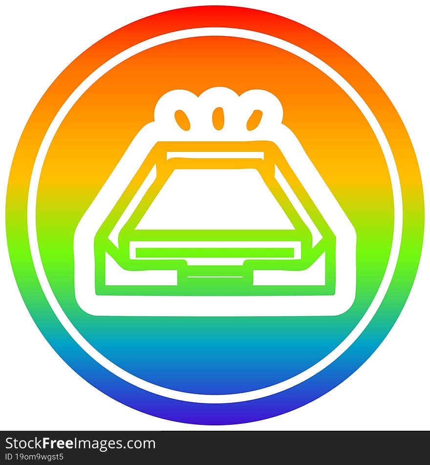 low office paper stack circular in rainbow spectrum