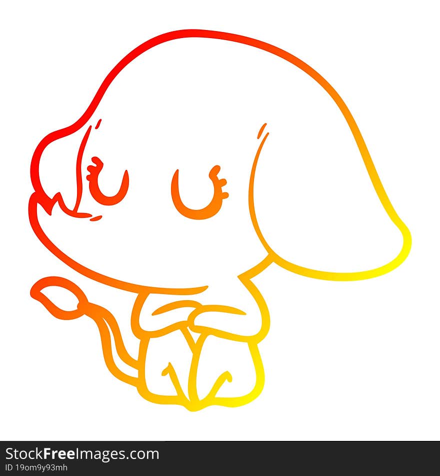 warm gradient line drawing cute cartoon elephant