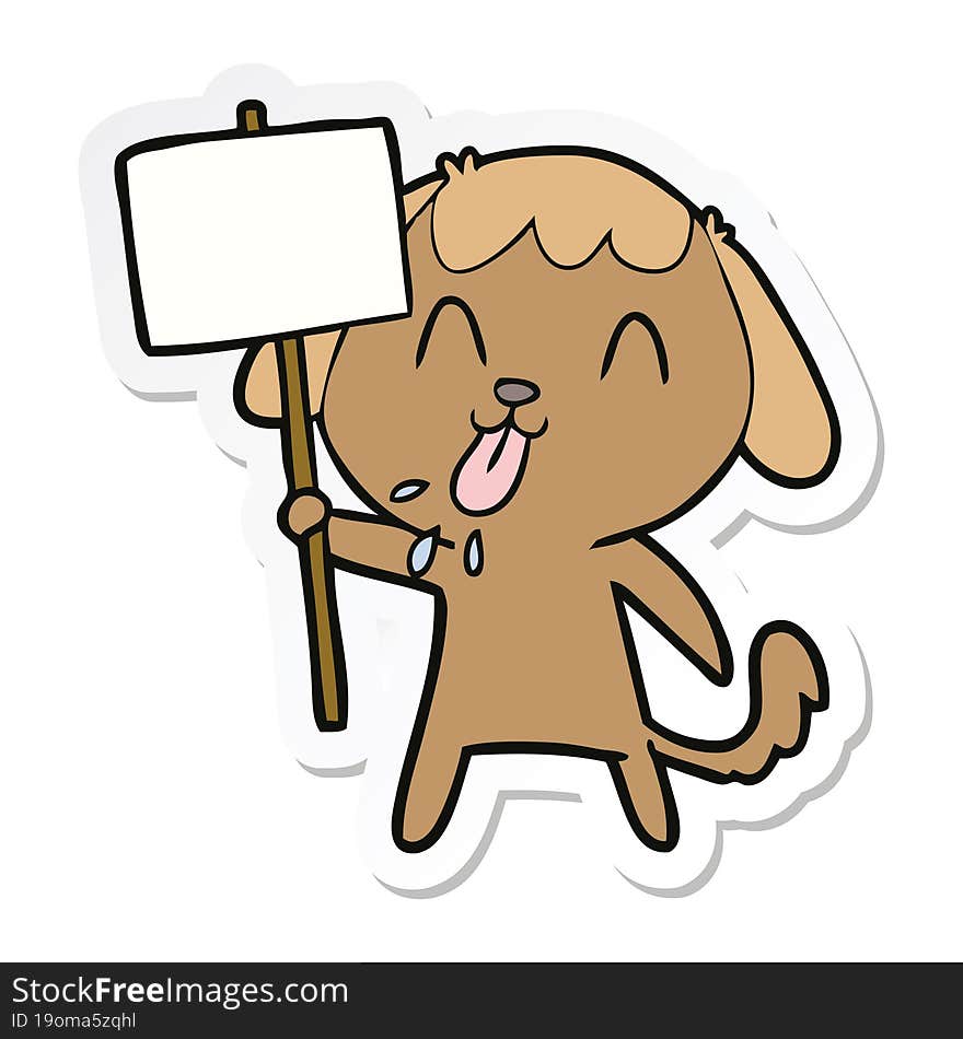 sticker of a cute cartoon dog