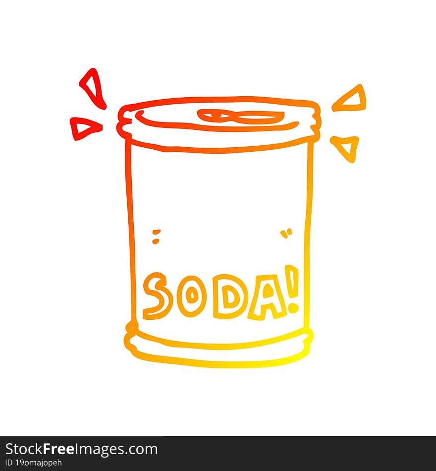 warm gradient line drawing cartoon soda can