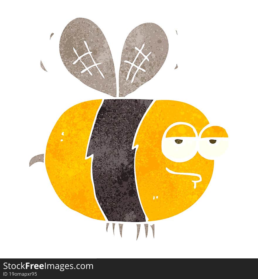 Retro Cartoon Unhappy Bee