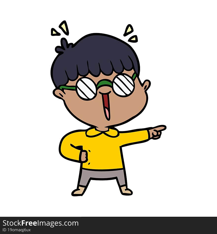 cartoon boy wearing spectacles. cartoon boy wearing spectacles