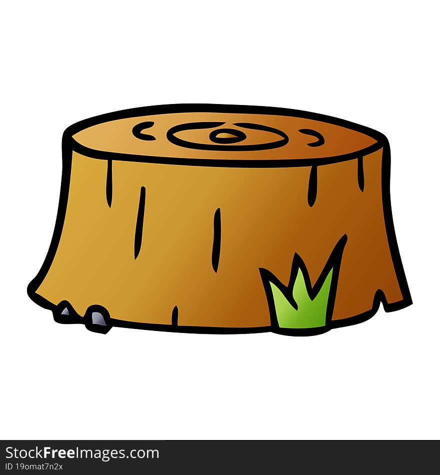 gradient cartoon doodle of a tree log