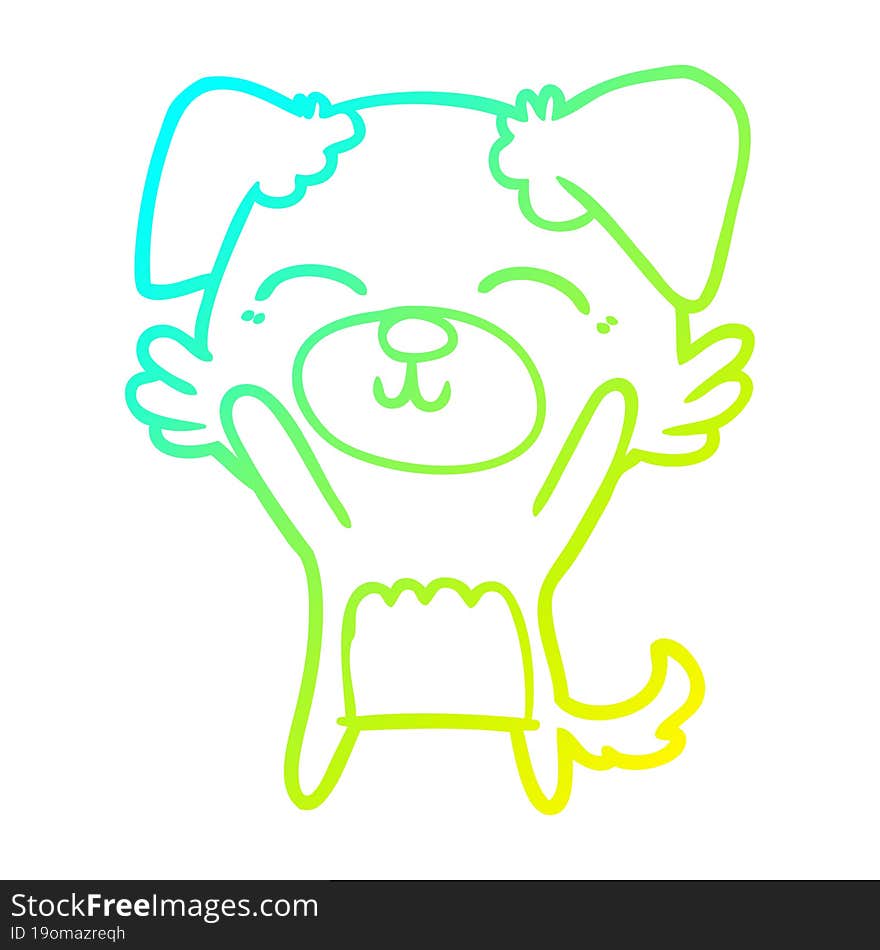 cold gradient line drawing of a cartoon dog