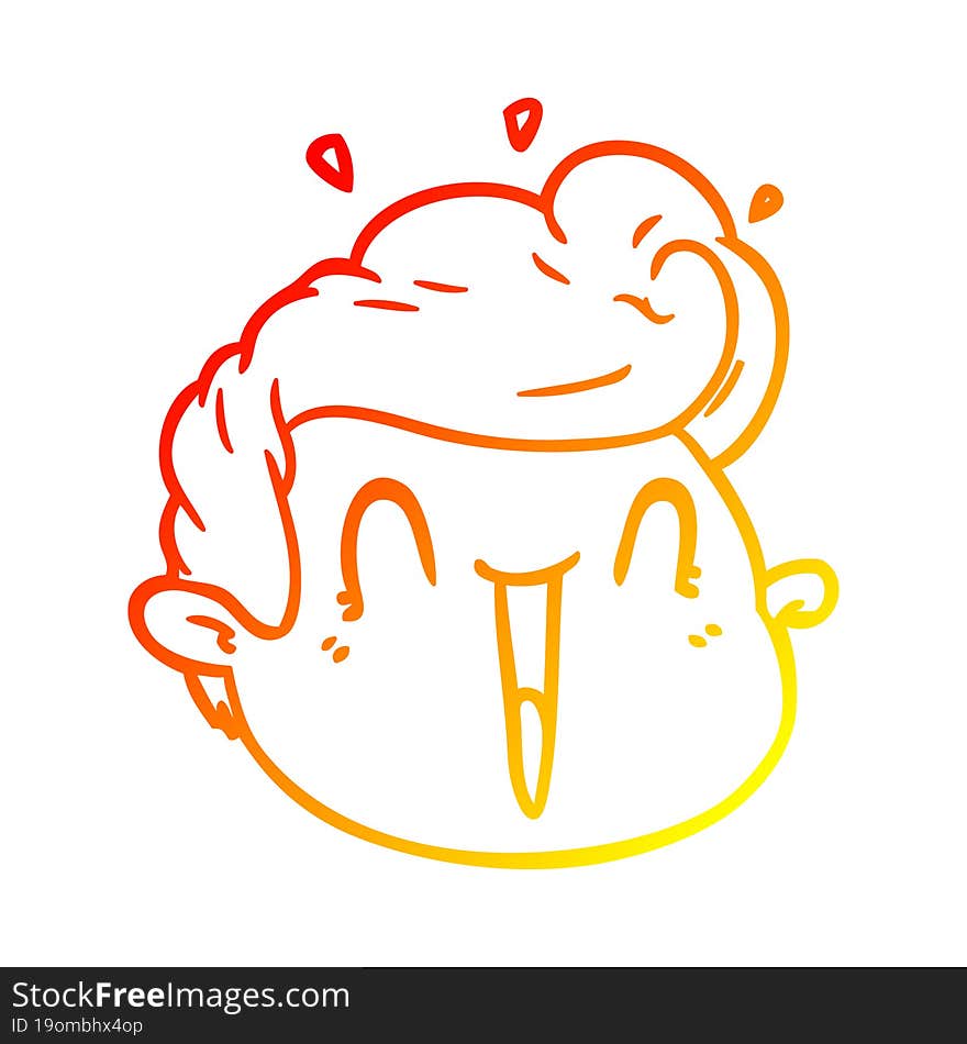 warm gradient line drawing cartoon male face surprised