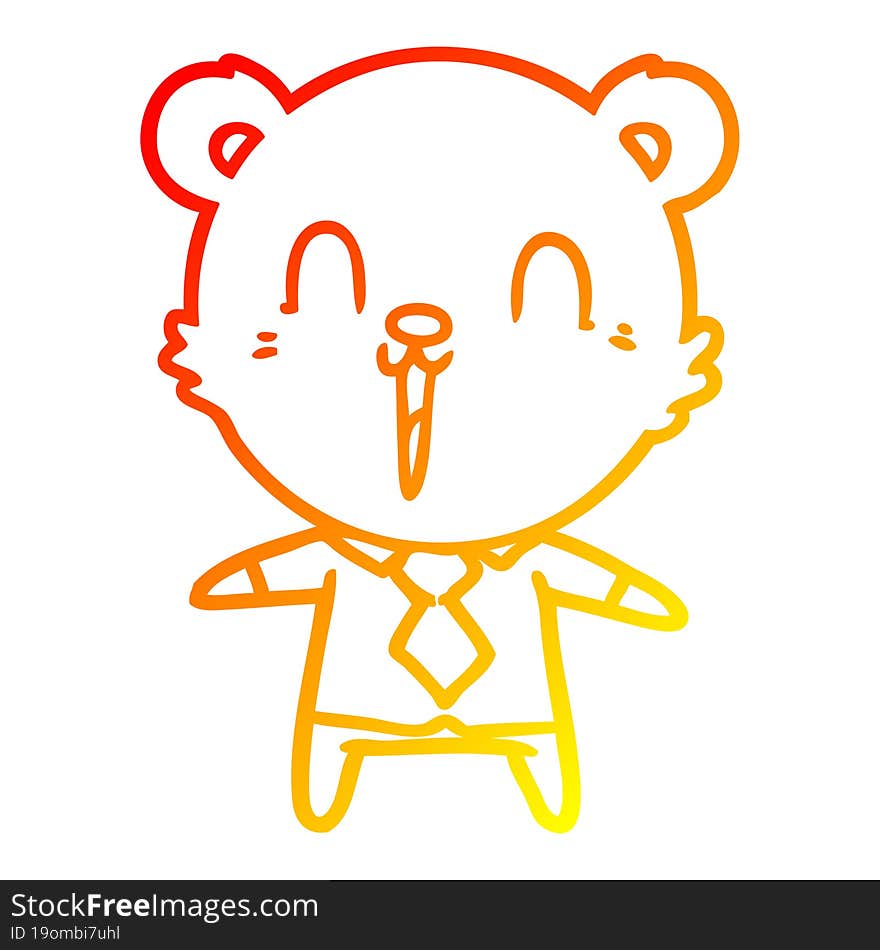 warm gradient line drawing happy cartoon polar bear