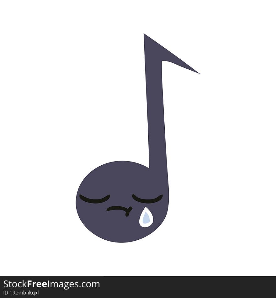 flat color retro cartoon musical note