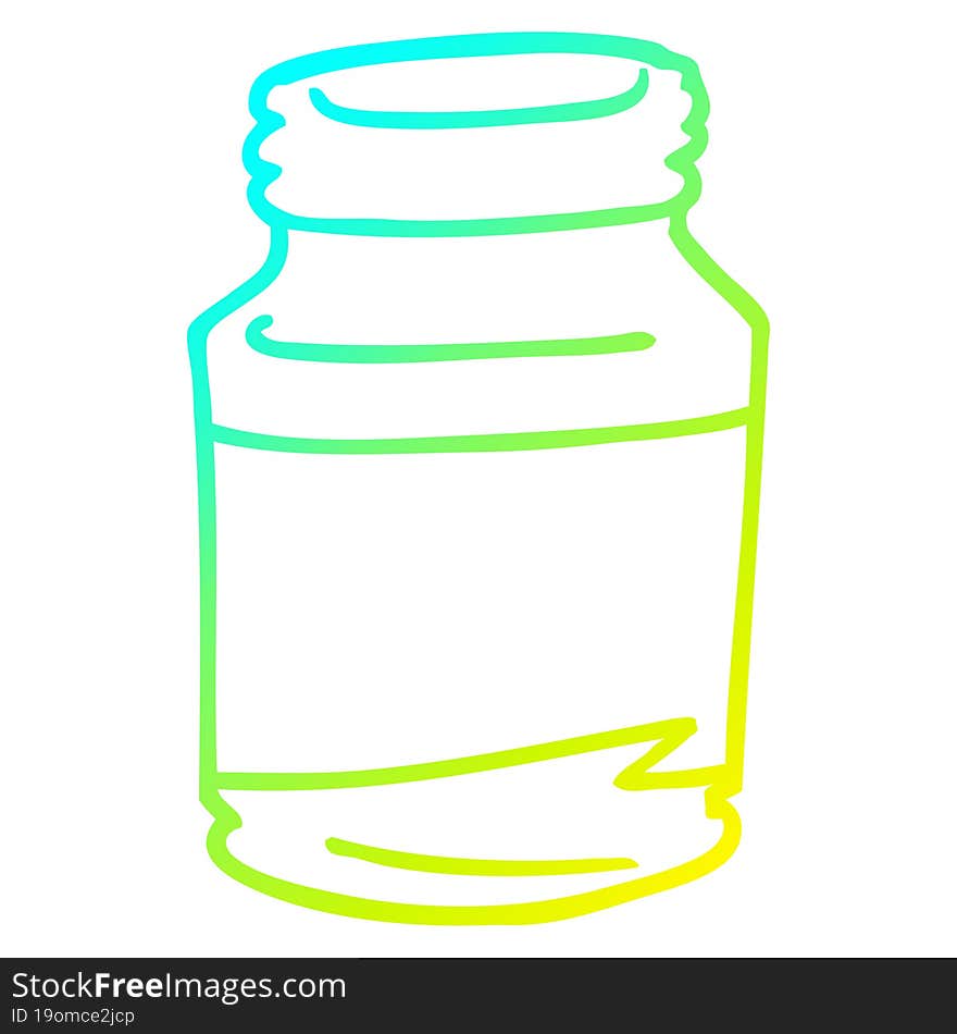 cold gradient line drawing of a cartoon pill jar