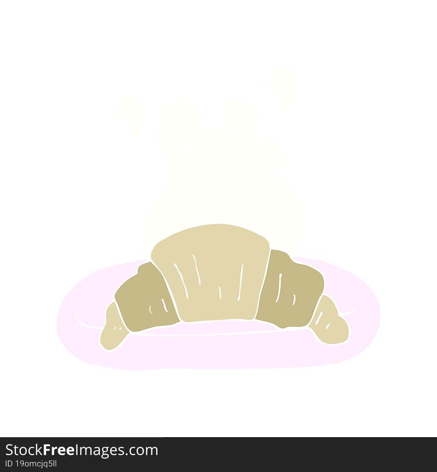 flat color illustration of a cartoon croissant