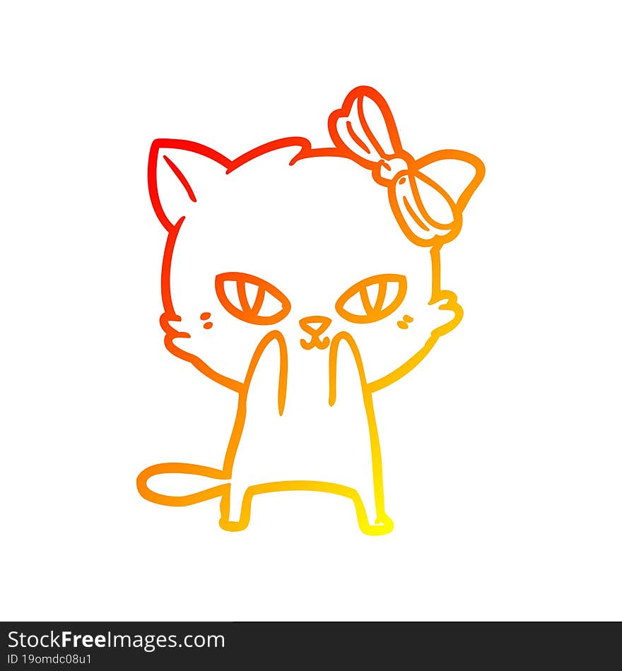 warm gradient line drawing cute cartoon cat