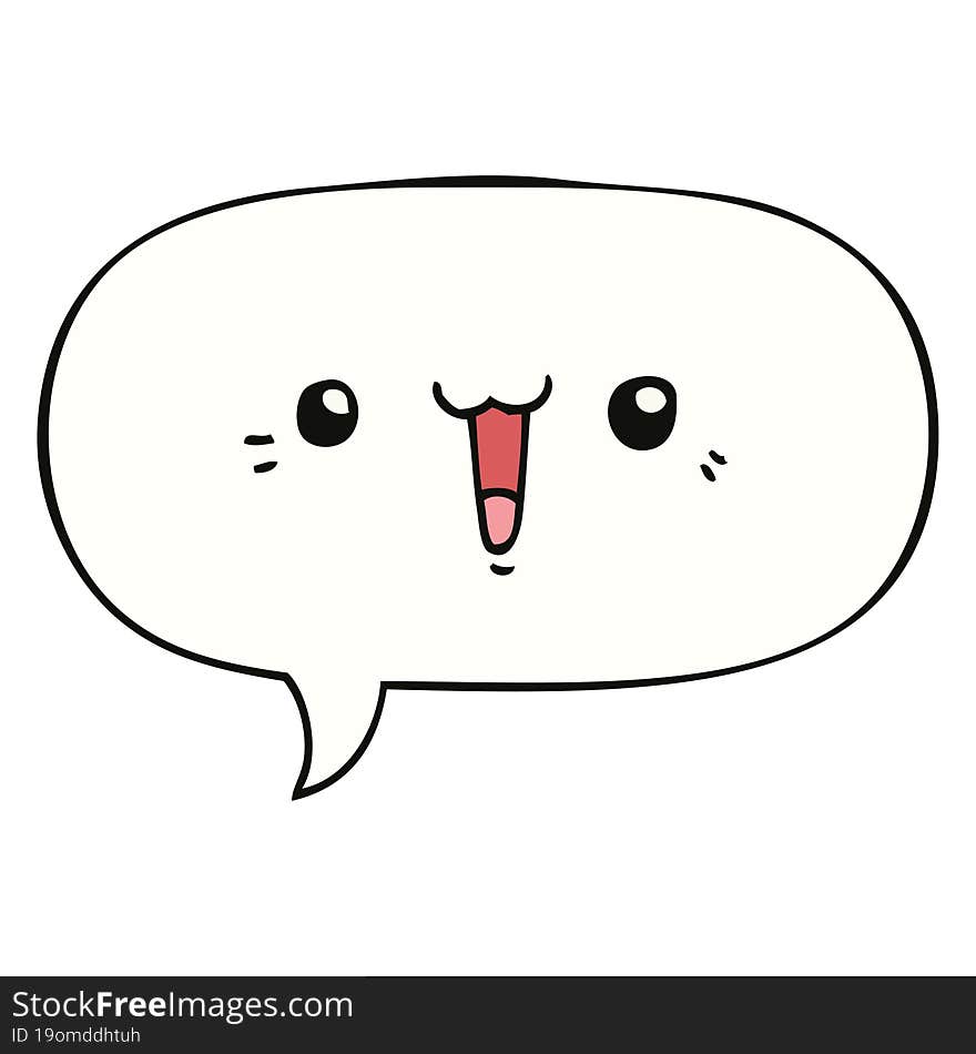 happy cartoon face and speech bubble