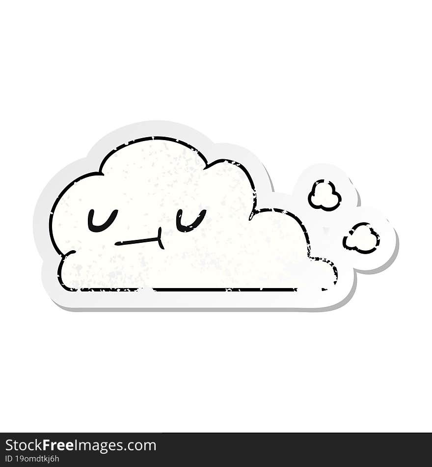 Distressed Sticker Cartoon Of Kawaii Happy Cloud