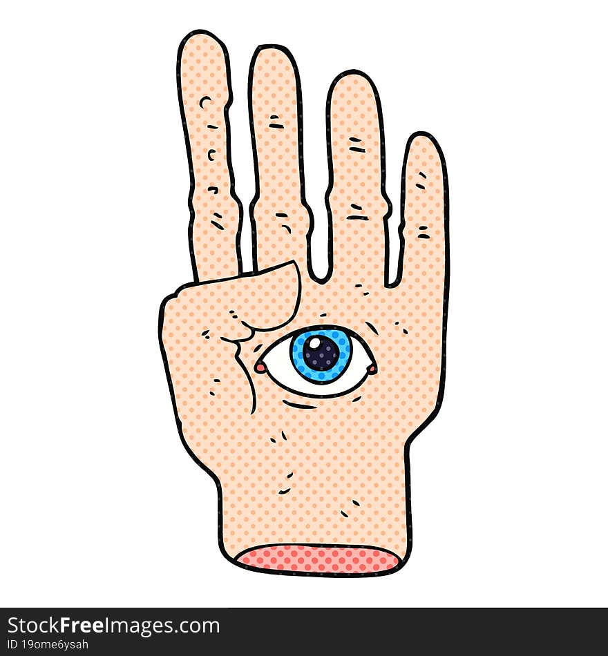 Cartoon Spooky Hand With Eyeball