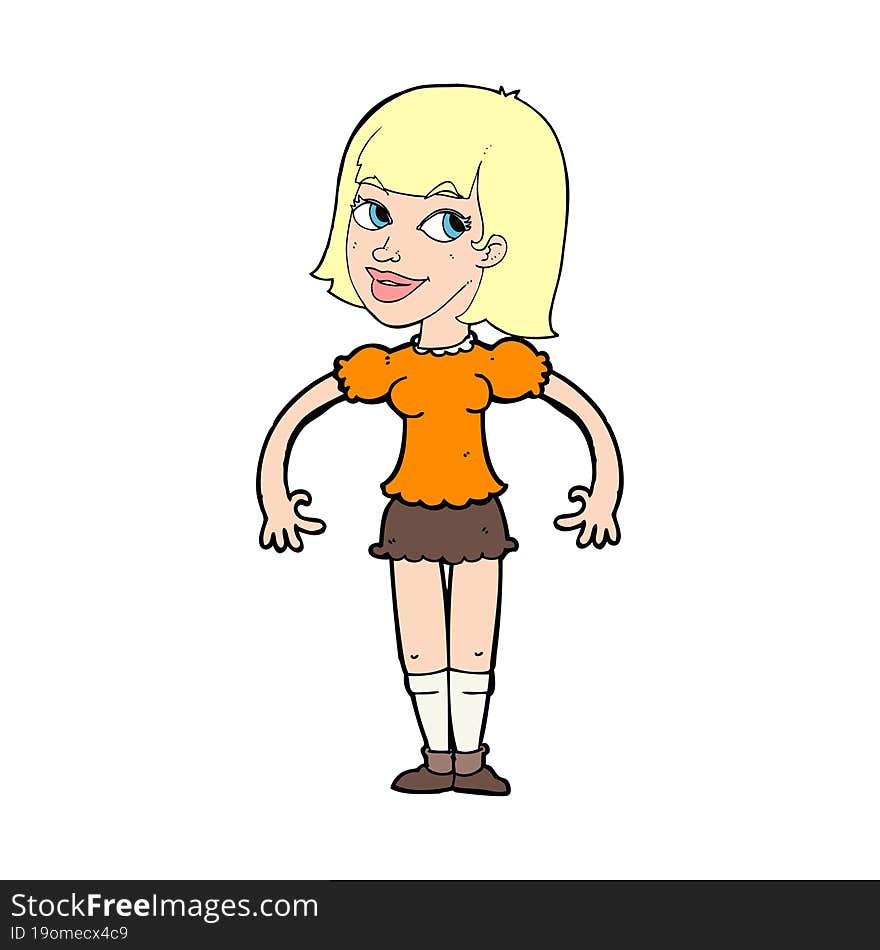 cartoon woman shrugging shoulders