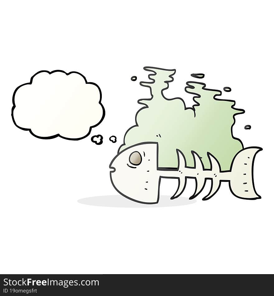 freehand drawn thought bubble cartoon fish bones