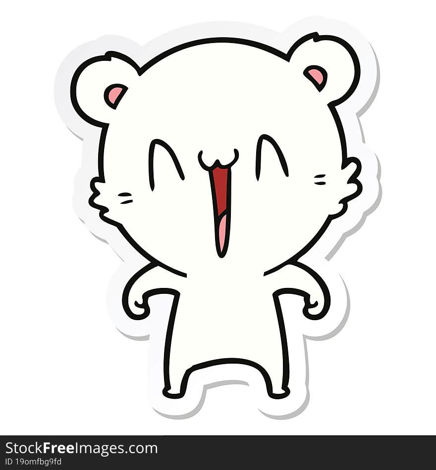 Sticker Of A Happy Polar Bear Cartoon