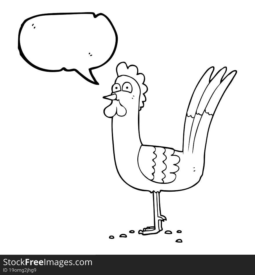 freehand drawn speech bubble cartoon chicken