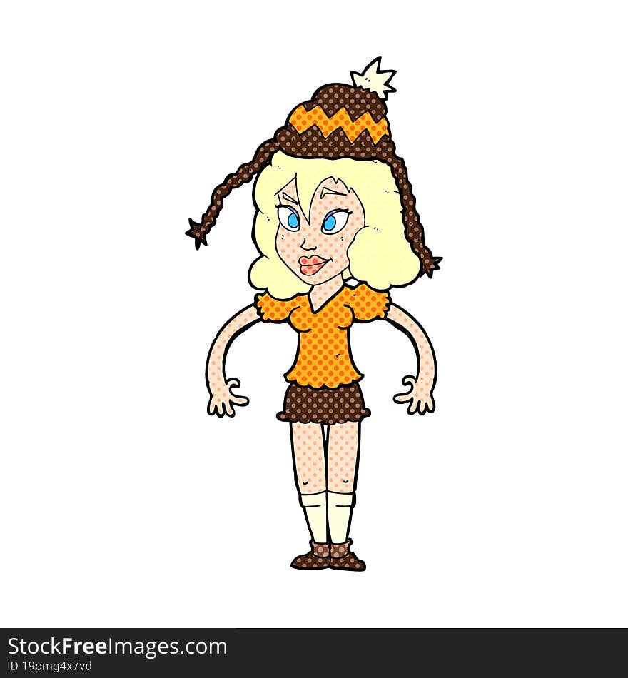 cartoon woman wearing hat