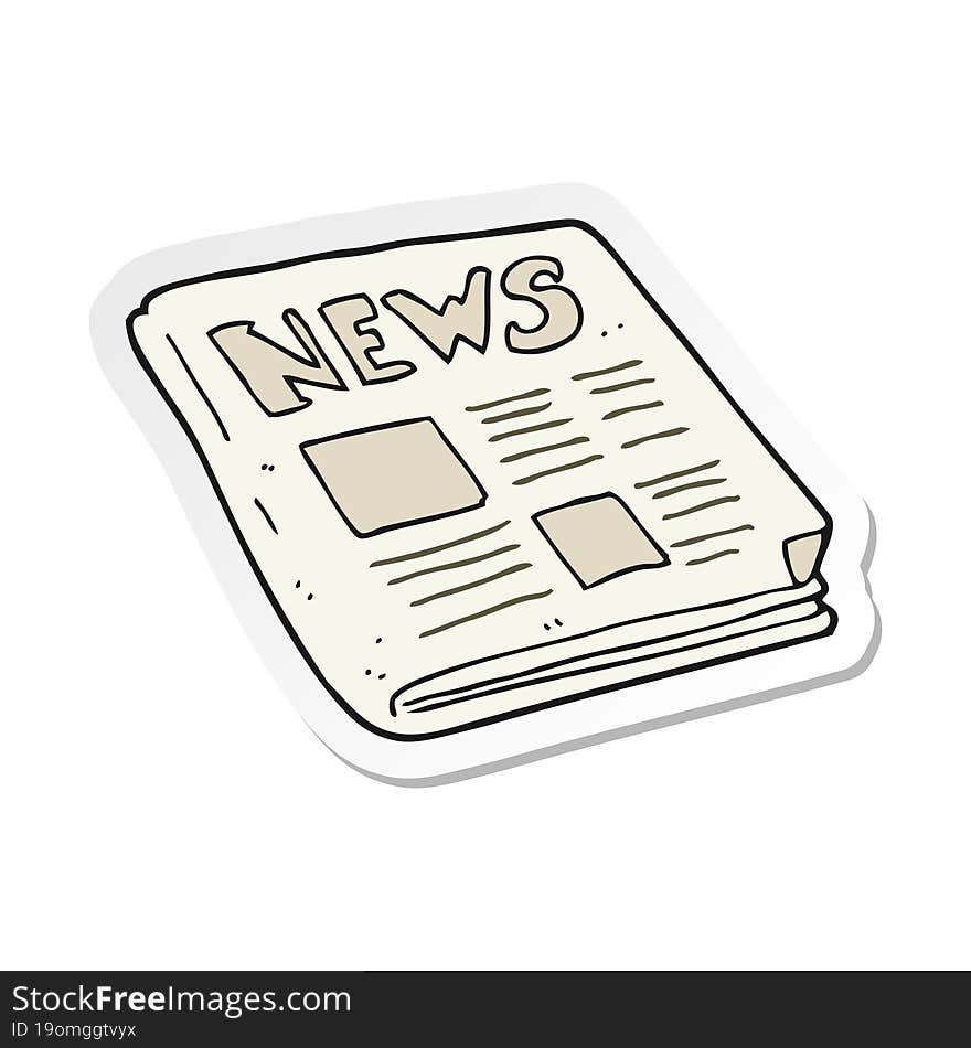 Sticker Of A Cartoon Newspaper