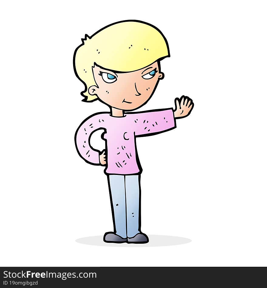 cartoon woman waving