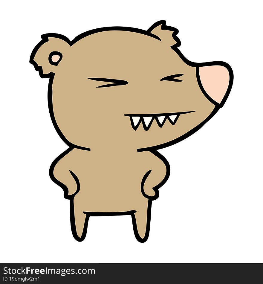 angry bear cartoon with hands on hips. angry bear cartoon with hands on hips