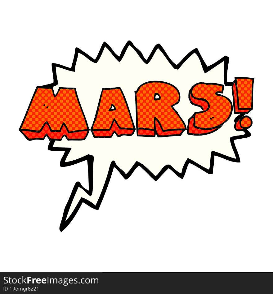 comic book speech bubble cartoon Mars text symbol