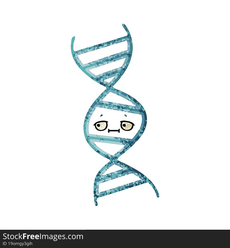 retro illustration style cartoon of a DNA strand