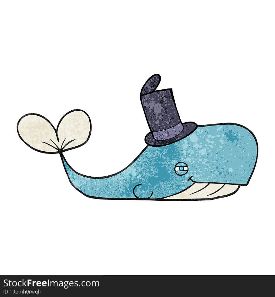 textured cartoon whale wearing hat