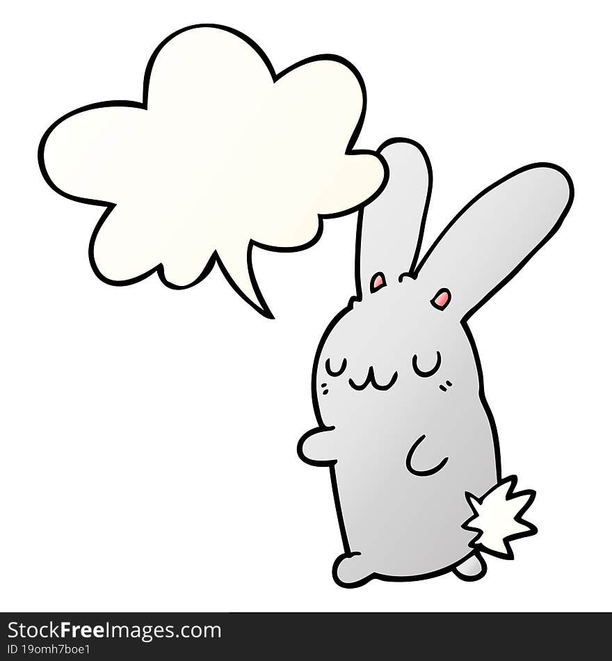 cute cartoon rabbit with speech bubble in smooth gradient style