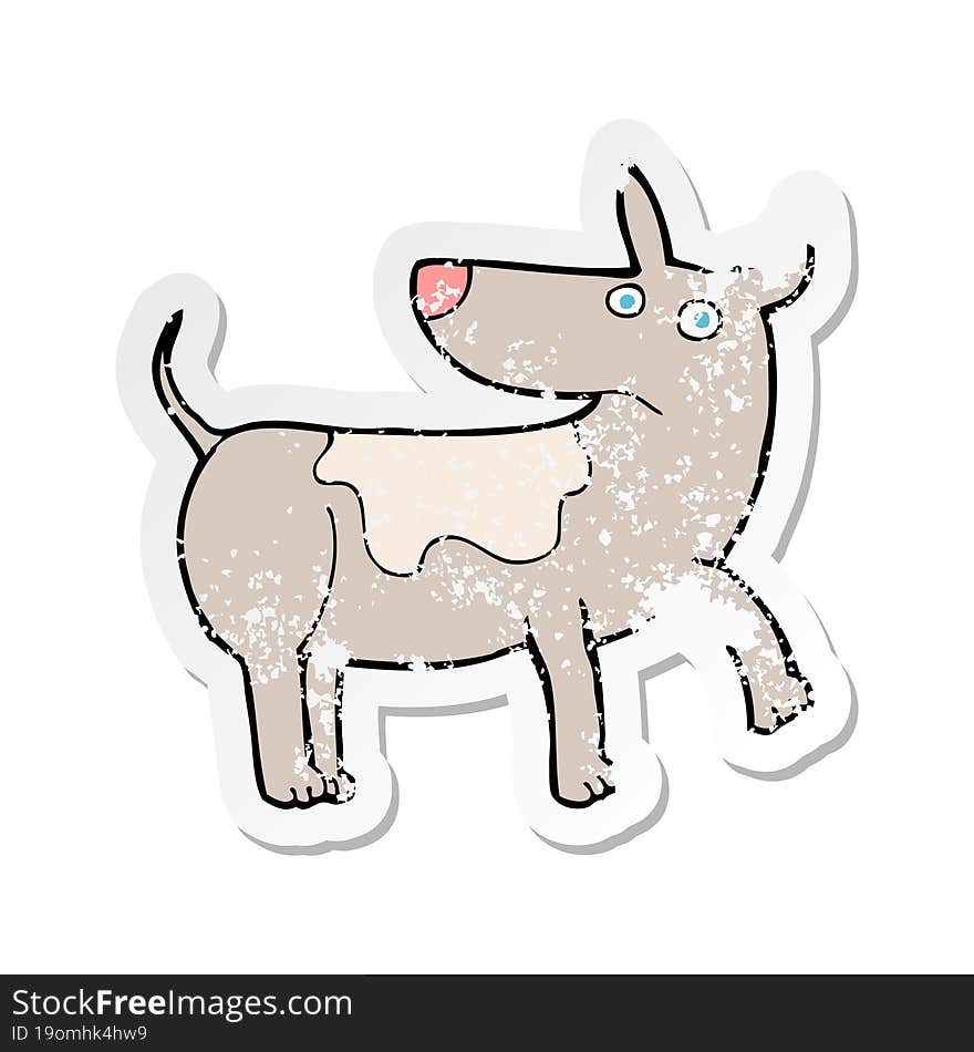 retro distressed sticker of a funny cartoon dog