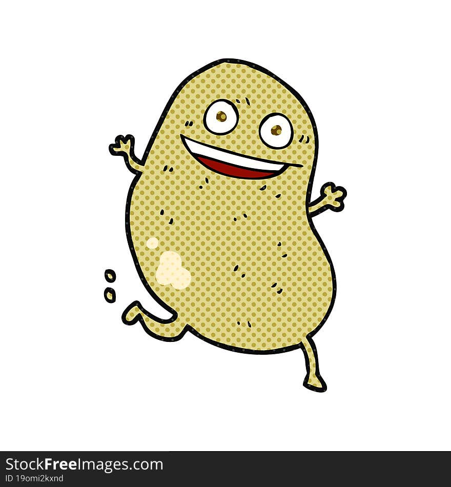 freehand drawn comic book style cartoon potato running