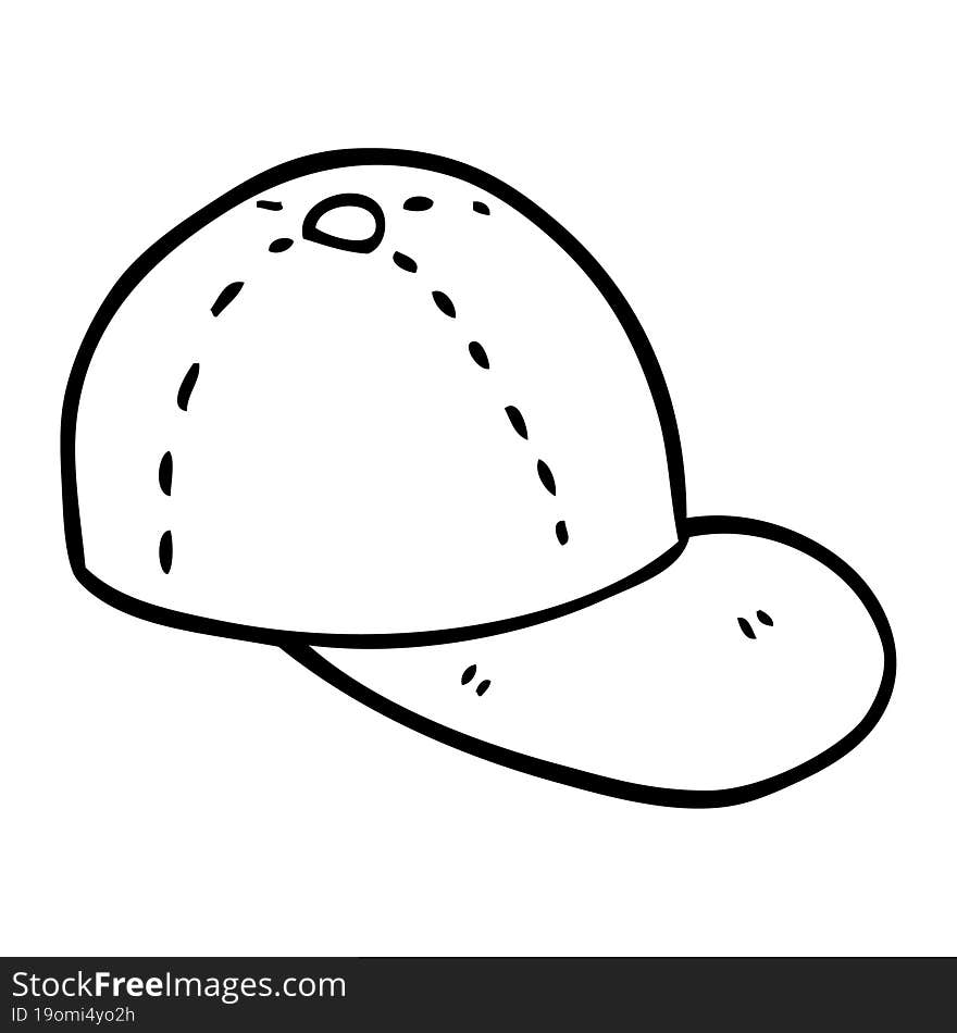 Line Drawing Cartoon Peaked Cap